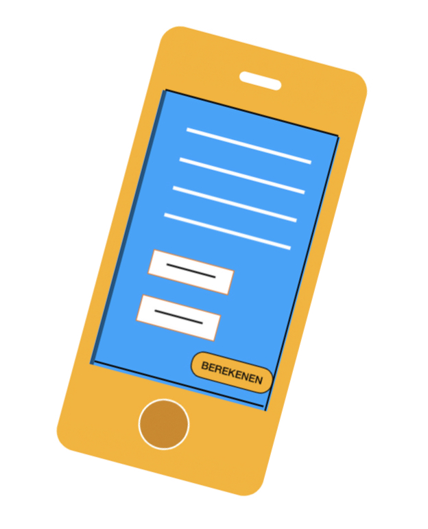 grafische afbeelding van een mobiele telefoon met de pagina oefenen open.