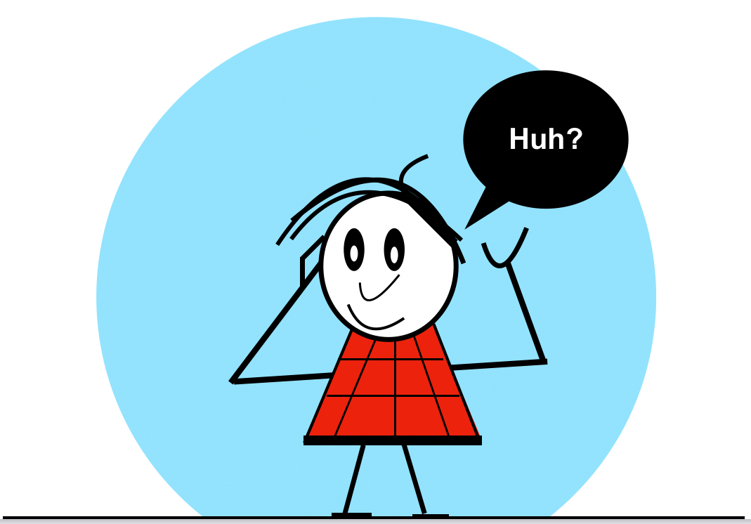 Cartoon van poppetje die het even niet meer weet.
